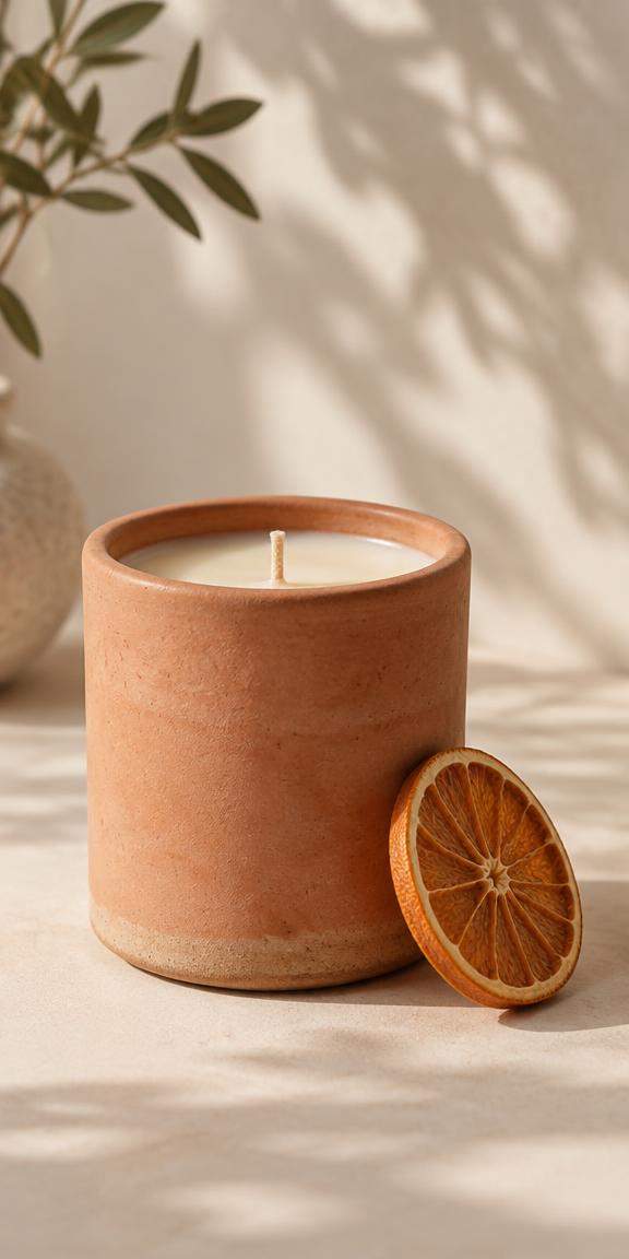 Vela Christmas Spice Candle, em cerâmica terracota